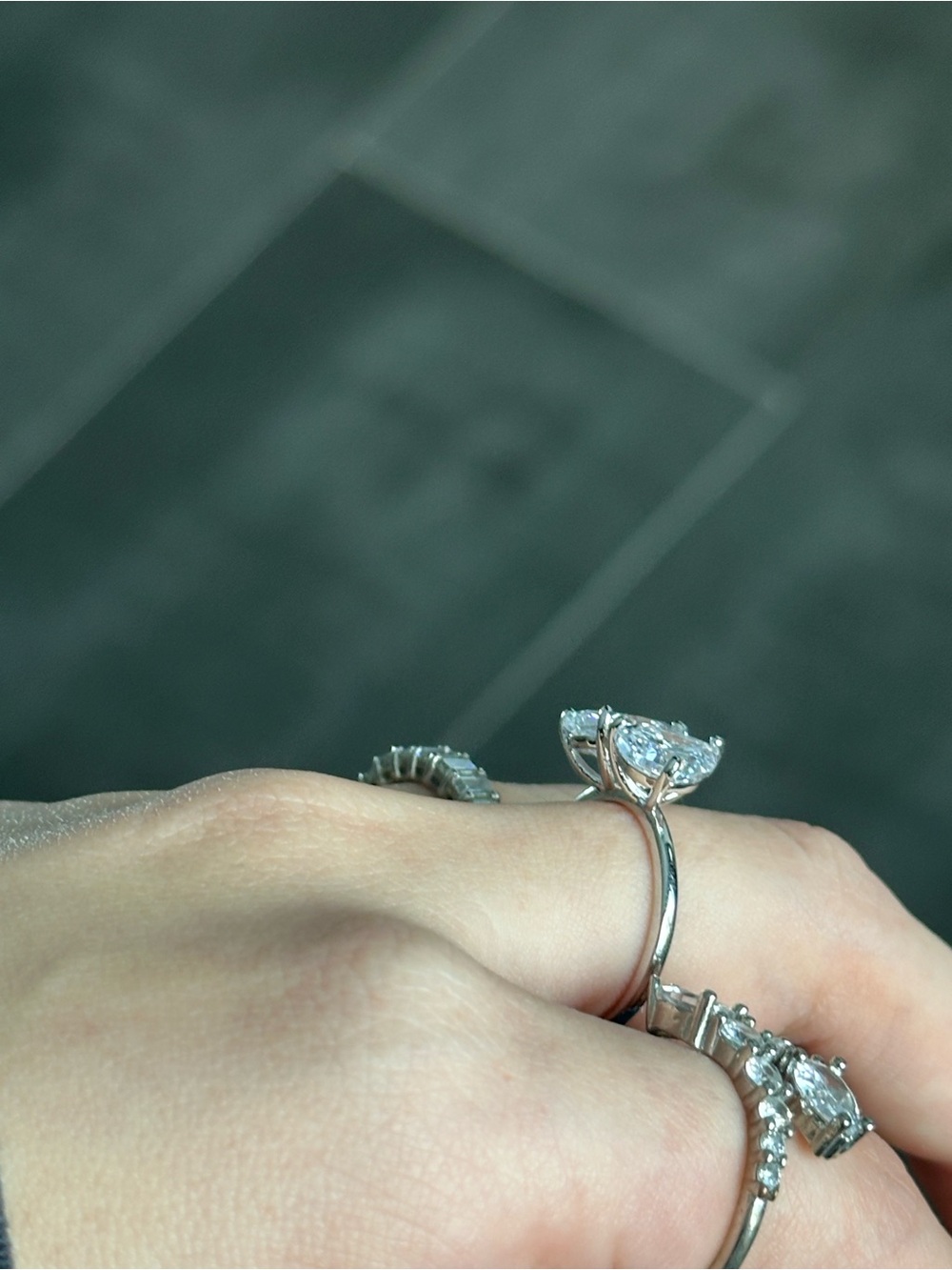 Sterling Silver CZ Multi-Shape Stackable Rings - White - Picture 3 of 7